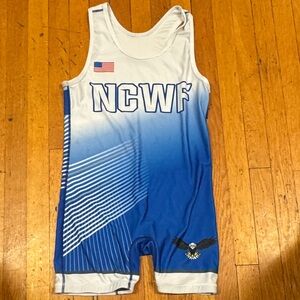 Blue and White Wrestling Singlet